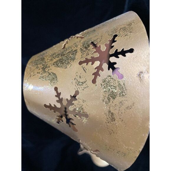 Vintage Christmas Tree Snowflake & stars Votive Candle Holder 10” - Picture 4 of 10